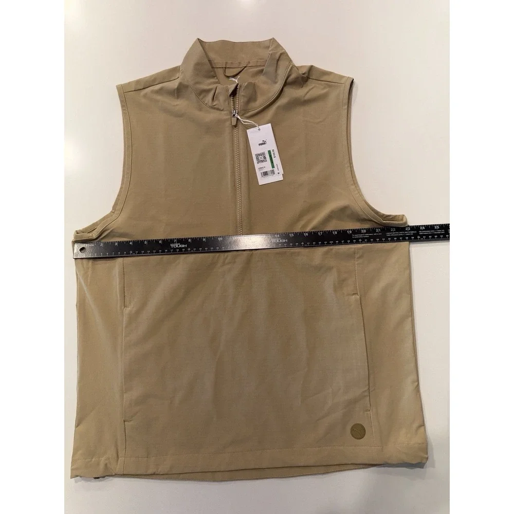 Puma Ripguard Golf Vest Prairie Tan 628865 Mens Large NWT Quarter Zip Gilet